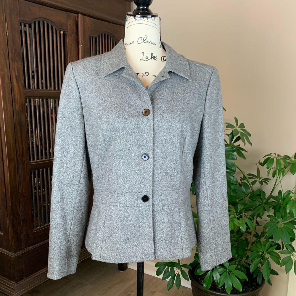 Ann Taylor Wool Blend Charcoal Gray Blazer
